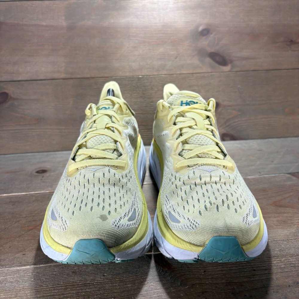 Hoka Clifton 8 Womens size 11 shoes Yellow Mesh Lace Up Cushioned running shoes - Picture 5 of 11